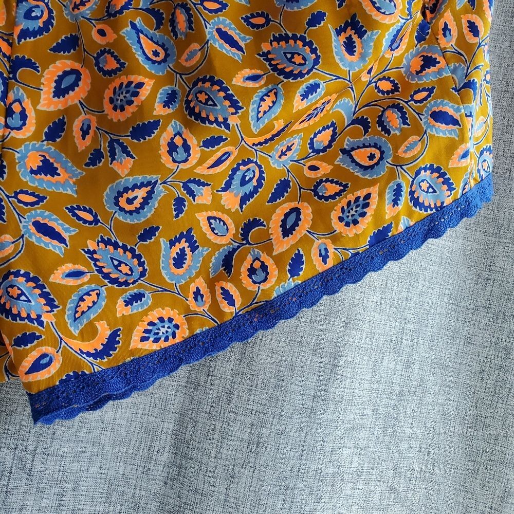 ARIE SIZE MEDIUM GOLDENROD FLUORESCENT ORANGE BLUE SILKY SLEEP SHORT - Picture 4 of 9